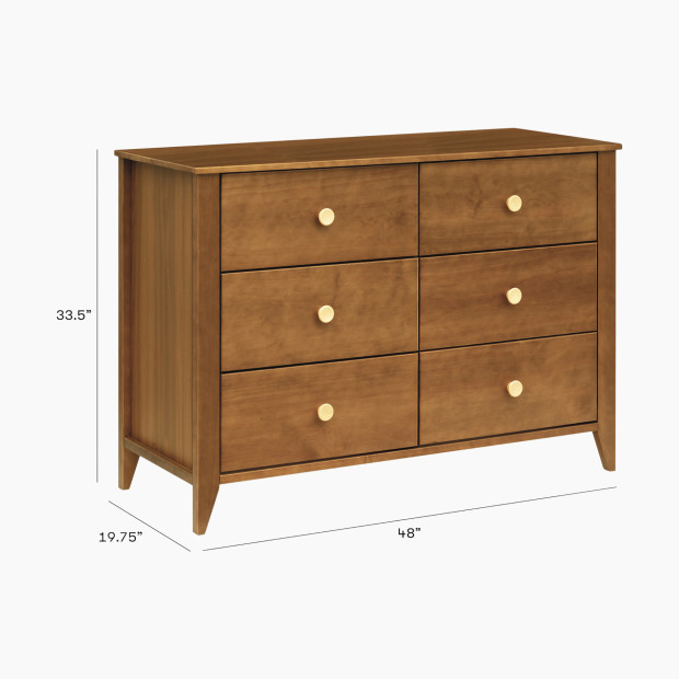 babyletto Sprout 6-Drawer Double Dresser - Chestnut / Natural.
