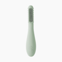 ezpz Baby-Led Toothbrush - 3 Months+ 100% Silicone Infant Toothbrush with Sensory Bumps - Cleans Gums + New Teeth - Improves Hand-to-Mouth Coordination, Self-Feeding Skills (Sage)