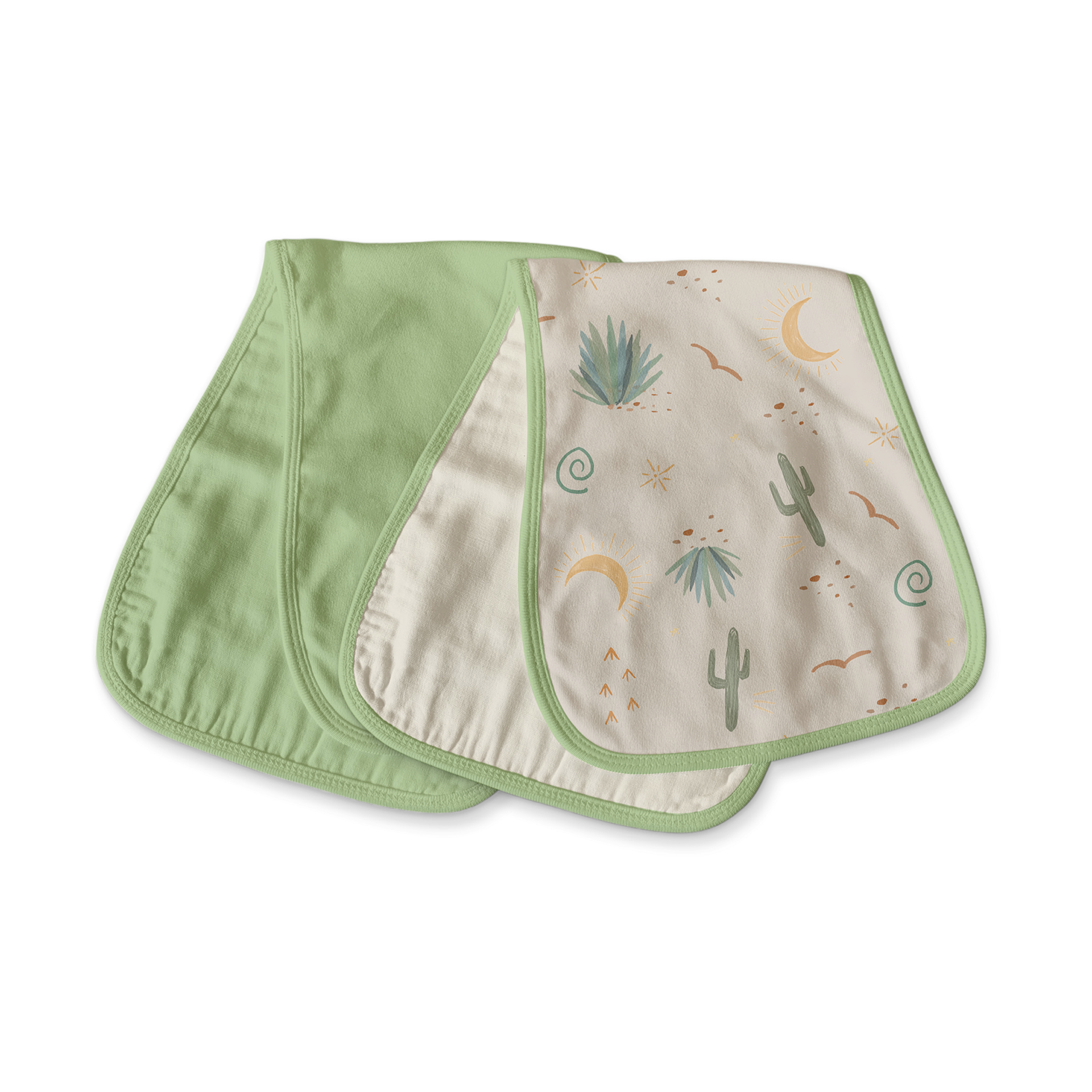 Goumi Kids x Babylist 2 Pack Burp Cloths Oat/Cactus And Fern