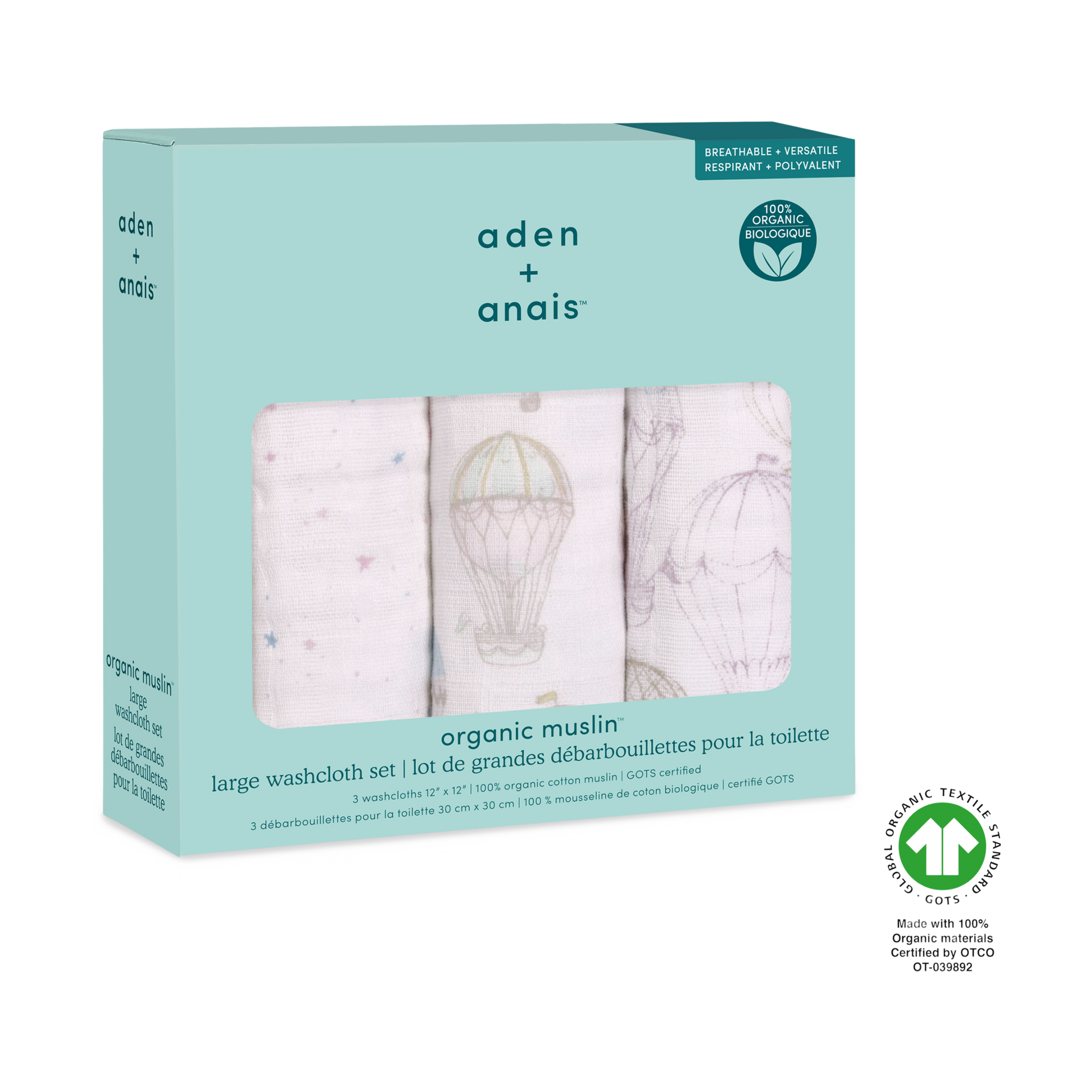 Aden + Anais Organic Washcloth (3 Pack) Above The Clouds Babylist Shop