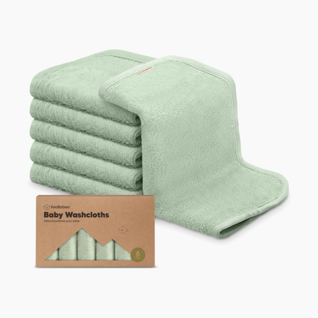 KeaBabies Deluxe Baby Bamboo Viscose Washcloths (6 Pack) - Pistachio, 6.