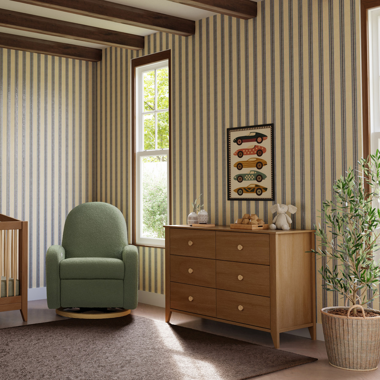 babyletto Sprout 6-Drawer Double Dresser - Chestnut / Natural.