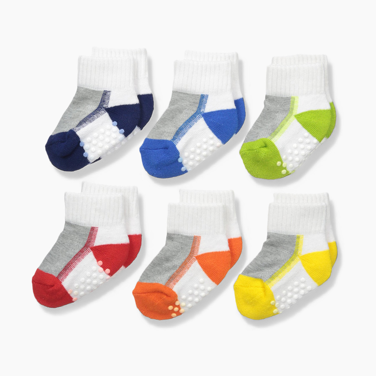 Jefferies Socks Performance Tech Quarter Socks (6 Pack) - Primary, 0-6 Months.