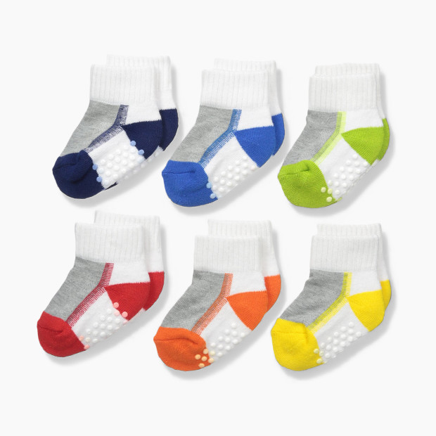 Jefferies Socks Performance Tech Quarter Socks (6 Pack) - Primary, 0-6 Months.