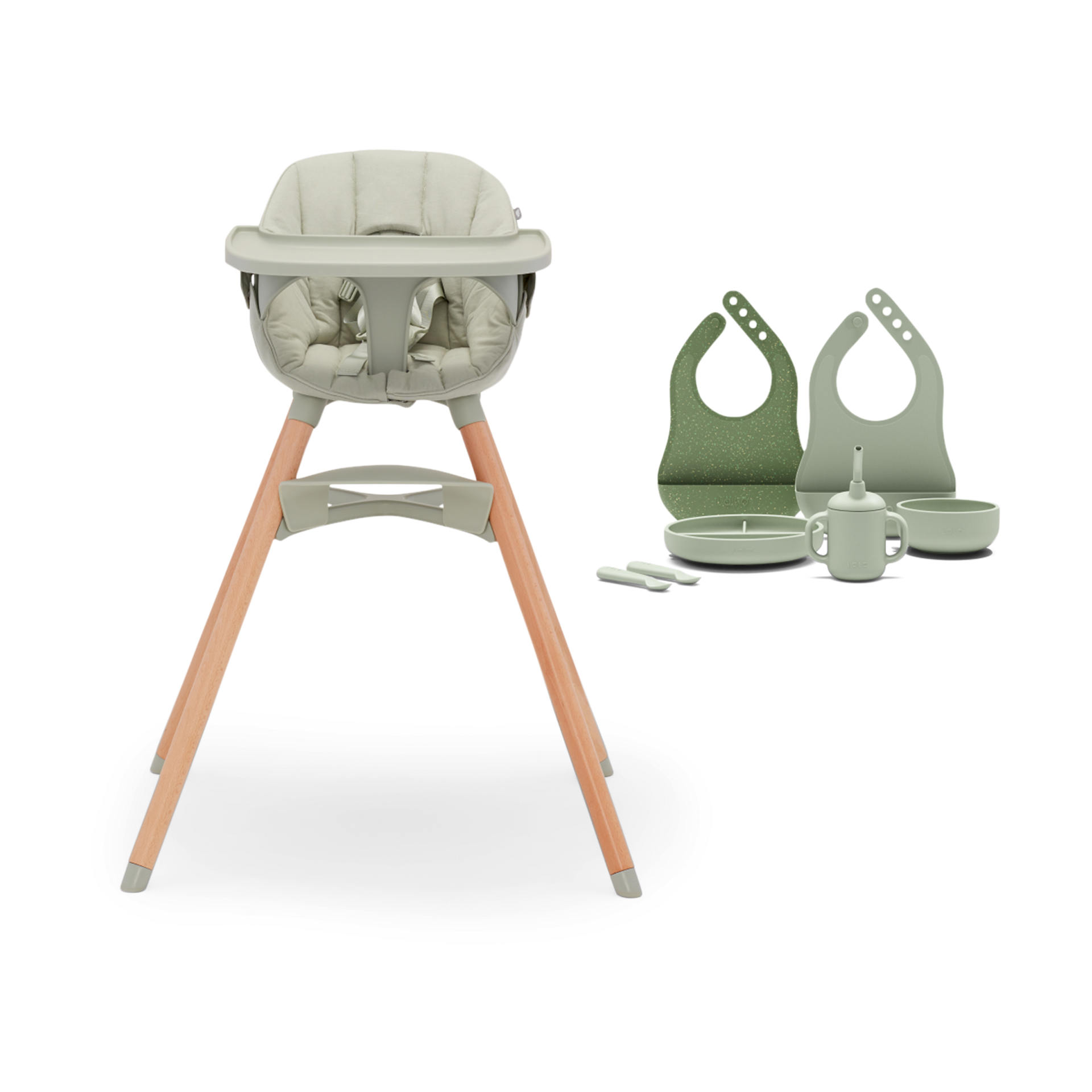 Lalo High Chair + First Bites Full Kit Sage / Sage Babylist Shop