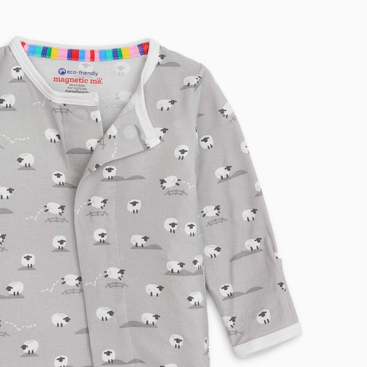Magnetic Me Modal Magnetic Footie - Pastel Grey Baa Baa Baby, 0-3 M.