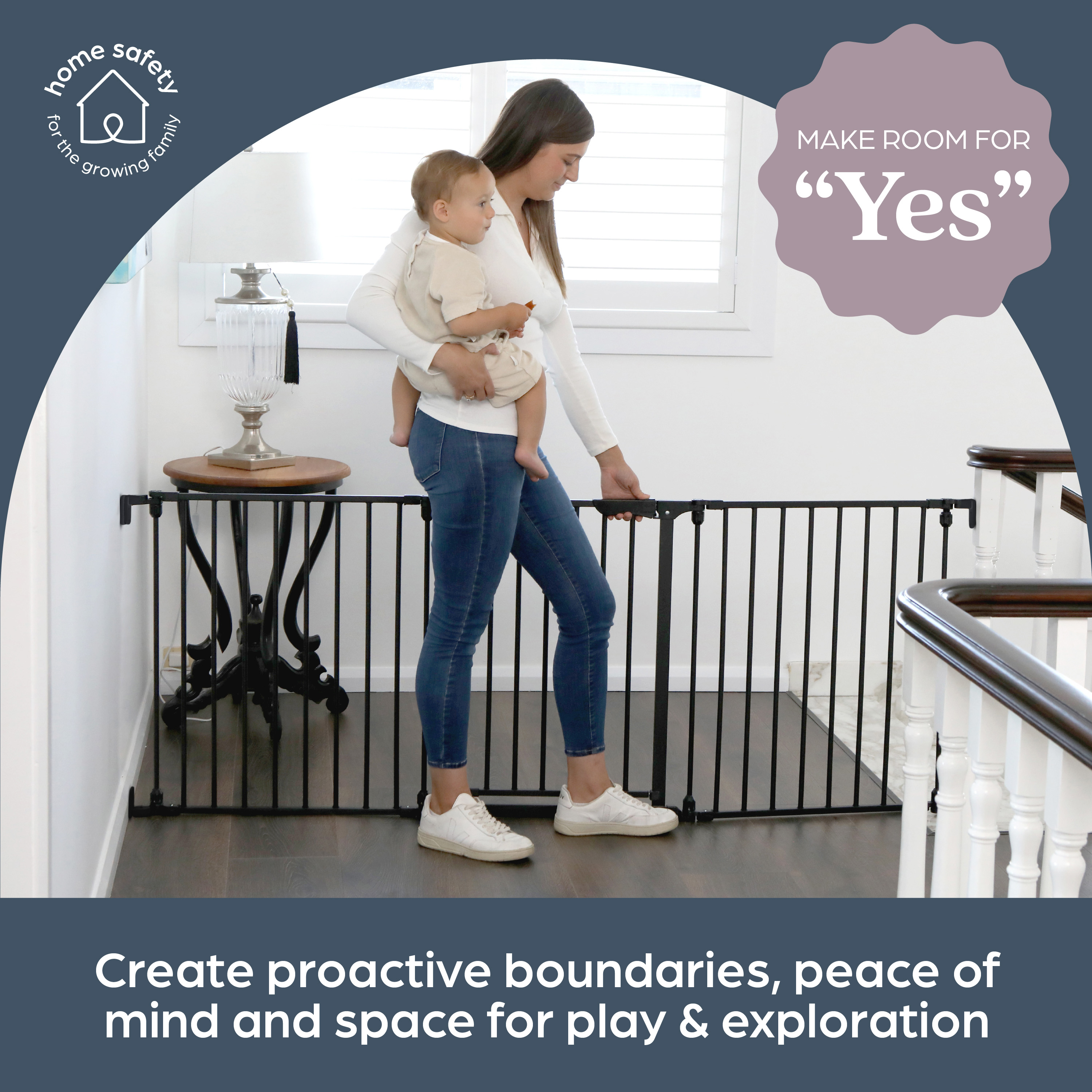 Dreambaby Discovery 3 Panel 76.5" Wide Adjustable Baby Gate - Black.