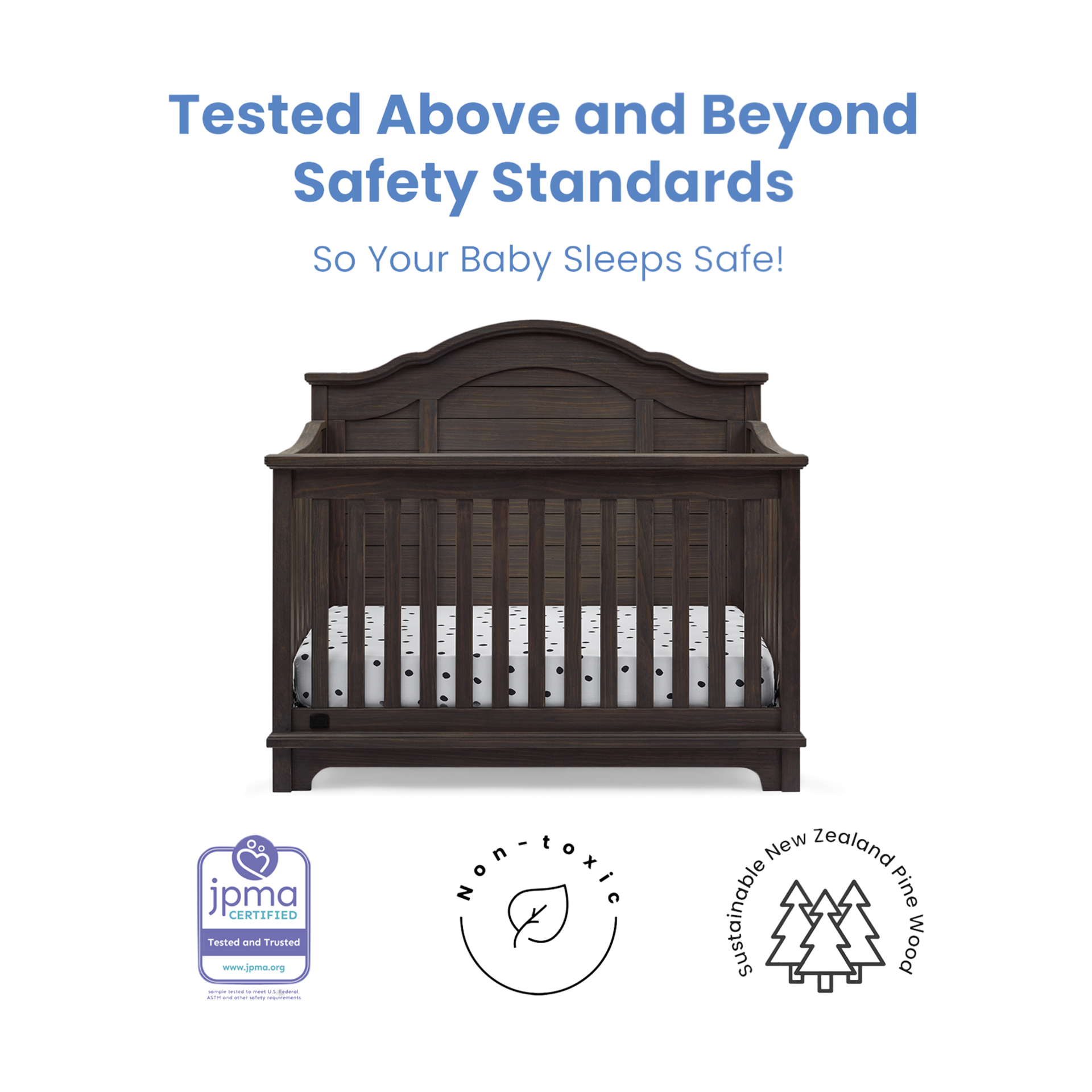 Simmons Kids Asher 6-in-1 Convertible Crib with Toddler Rail - Rustic Grey.