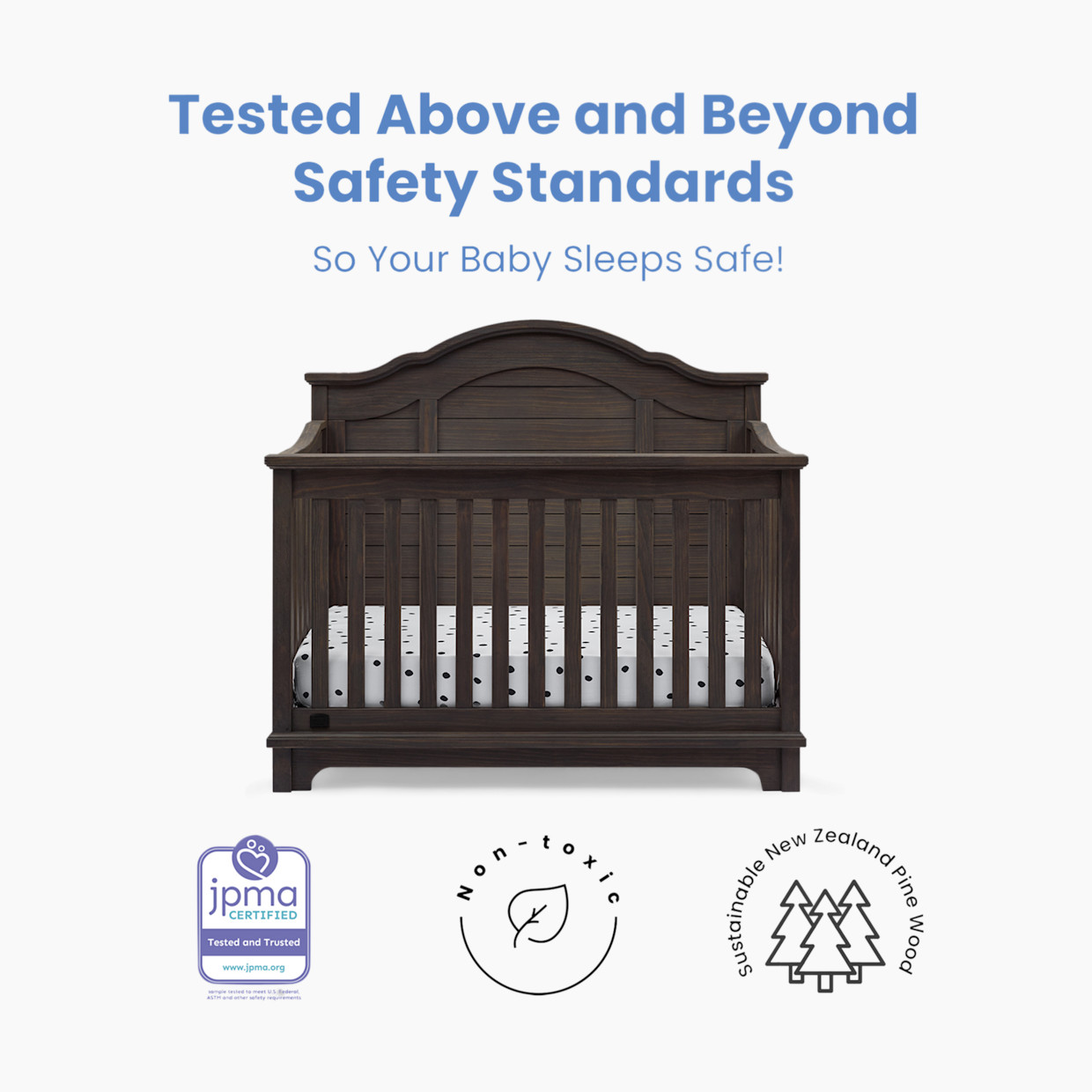 Simmons Kids Asher 6-in-1 Convertible Crib with Toddler Rail - Rustic Grey.