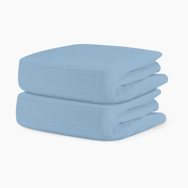 Newton Baby 2-Pack Organic Cotton Breathable Crib Sheets - Sky Blue.