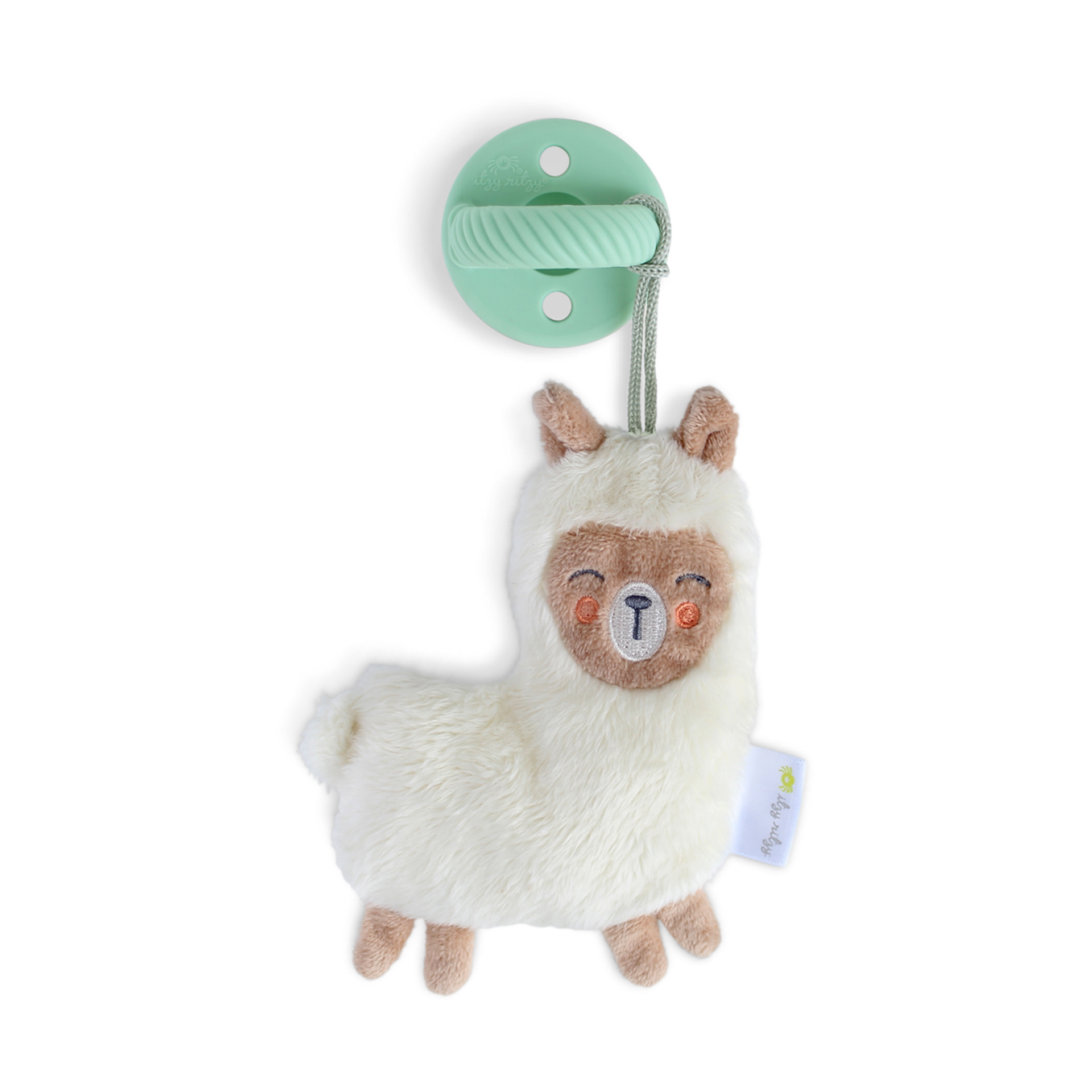 Itzy Ritzy Pacifier & Lovey Set - Includes Silicone Pacifier with Stuffed Animal Lovey - Detachable Plush Llama Binky Holder & Coordinating Mint Silicone Binky, Ideal for Ages 0 Months & Up