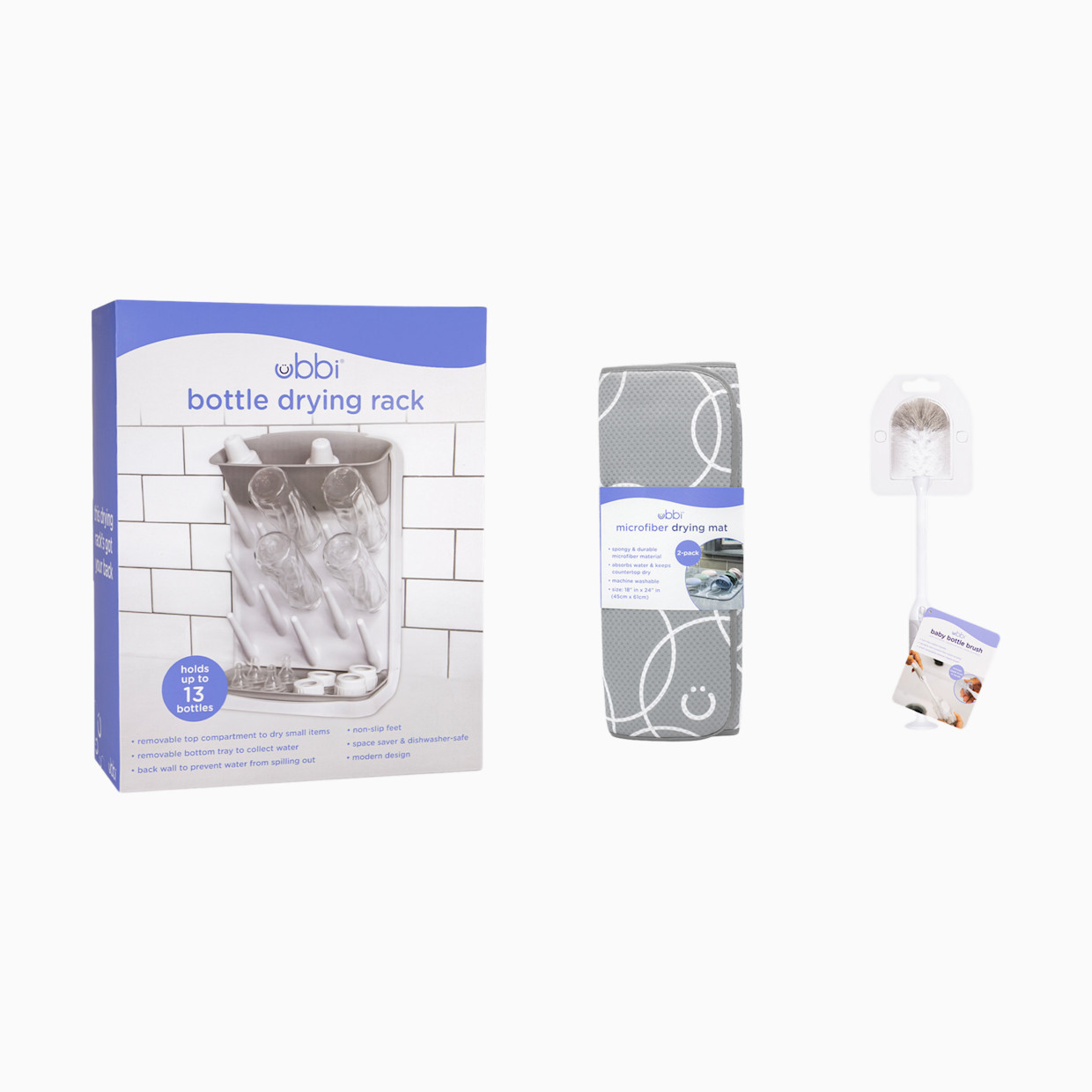 Ubbi Bottle Accessory Starter Bundle - Gray.