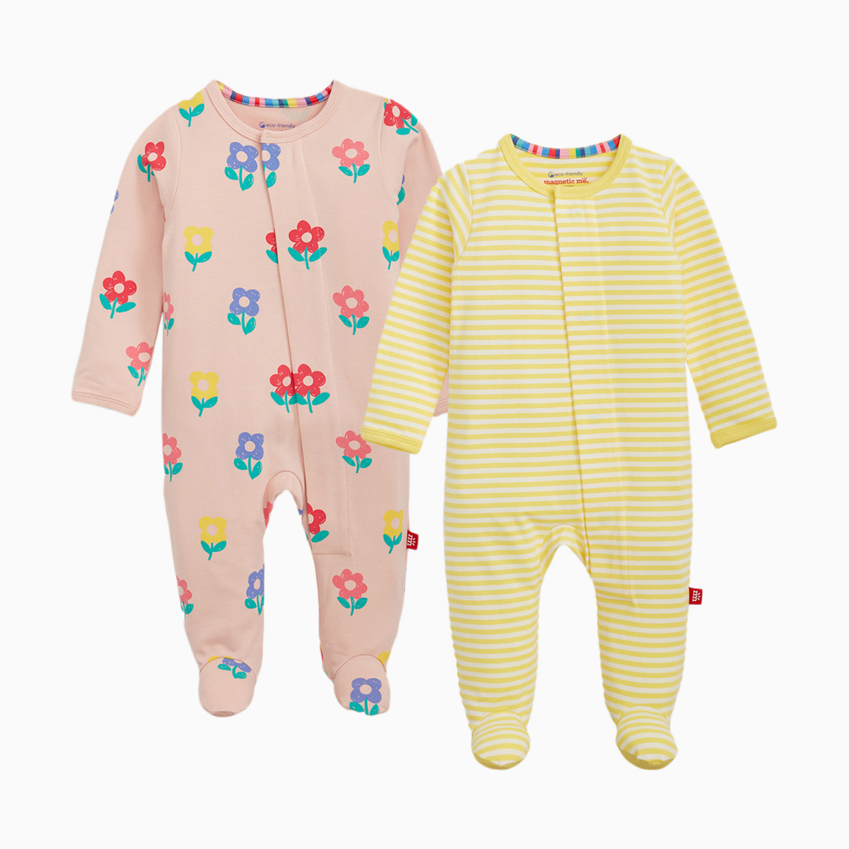 Magnetic Me Cloudstretch Magnetic Footie (2-Pack) - Floral Multi, 3-6 M.
