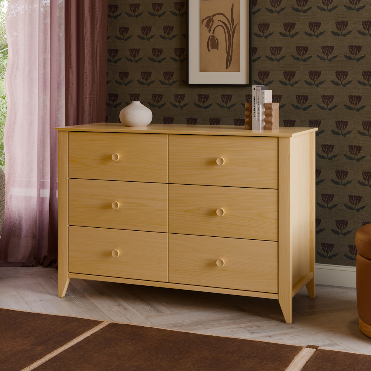 babyletto Sprout 6-Drawer Double Dresser - Honey.
