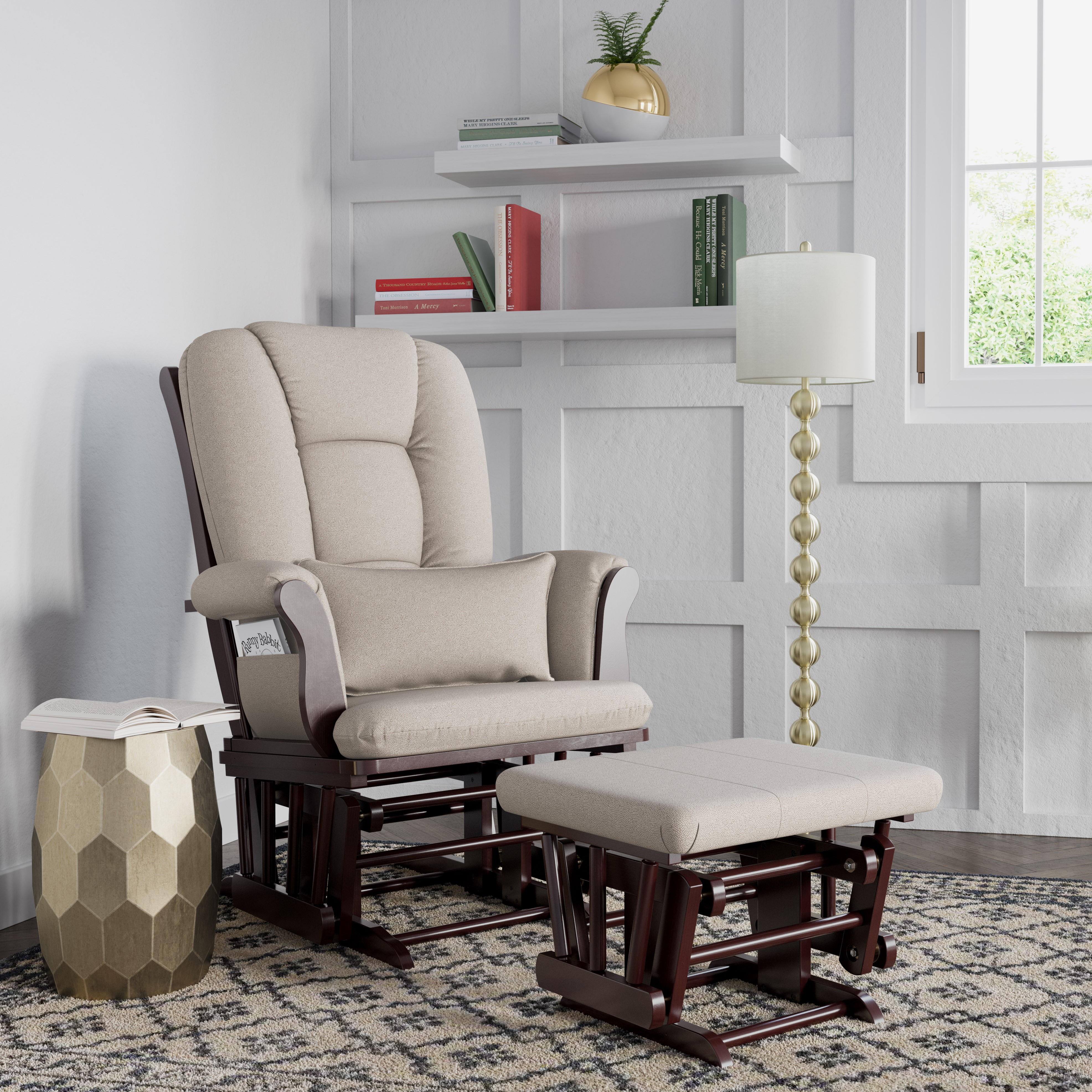 Storkcraft Tuscany Glider and Ottoman - Espresso/Taupe Swirl.