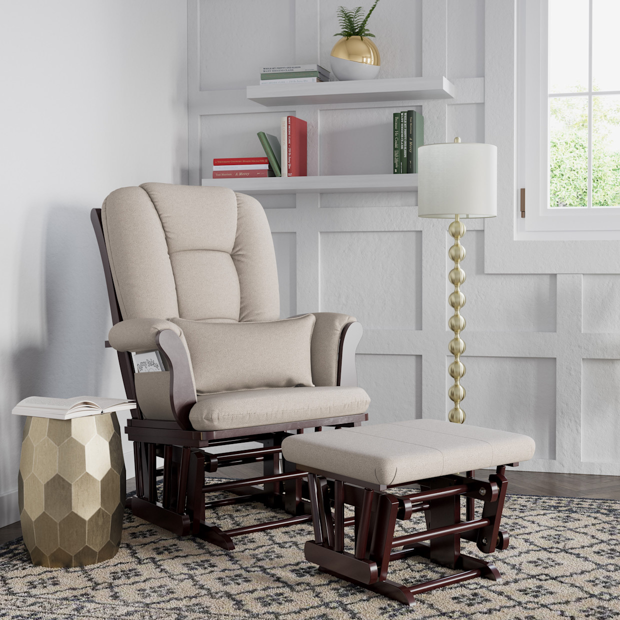 Storkcraft Tuscany Glider and Ottoman - Espresso/Taupe Swirl.