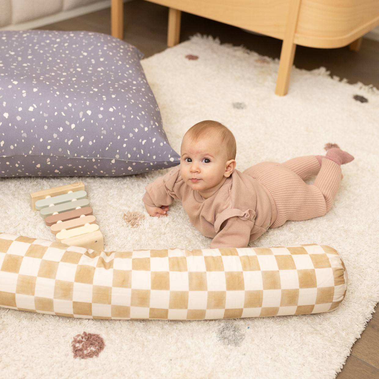 Toki Kids Tummy Time Pillow - Checker Matcha.