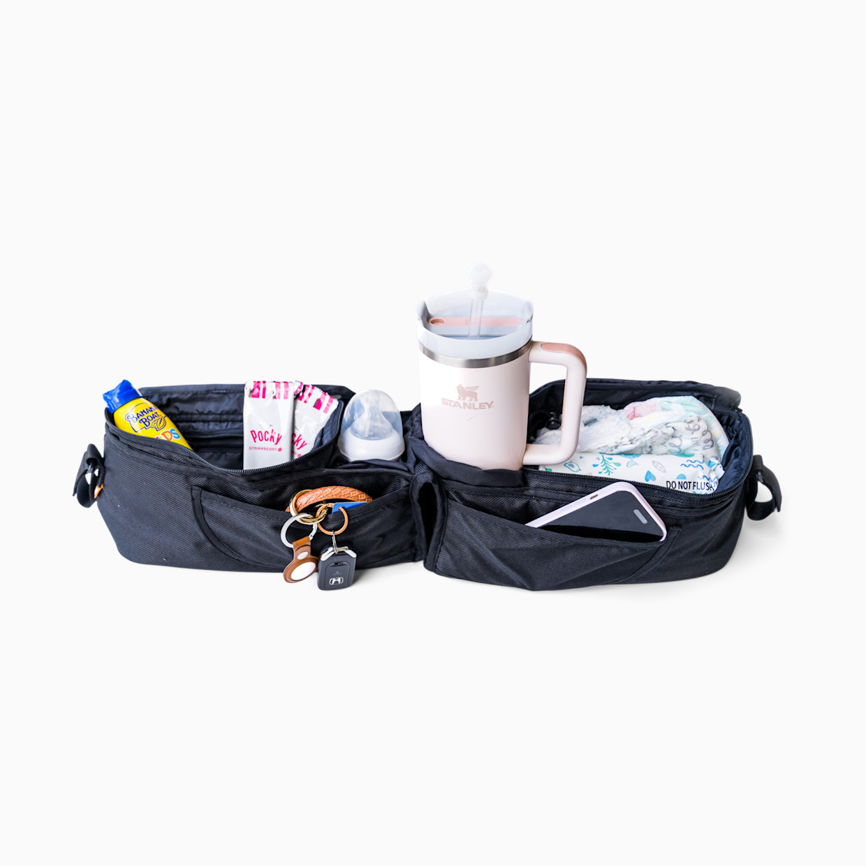 Zoe Double Stroller Organizer - Black.