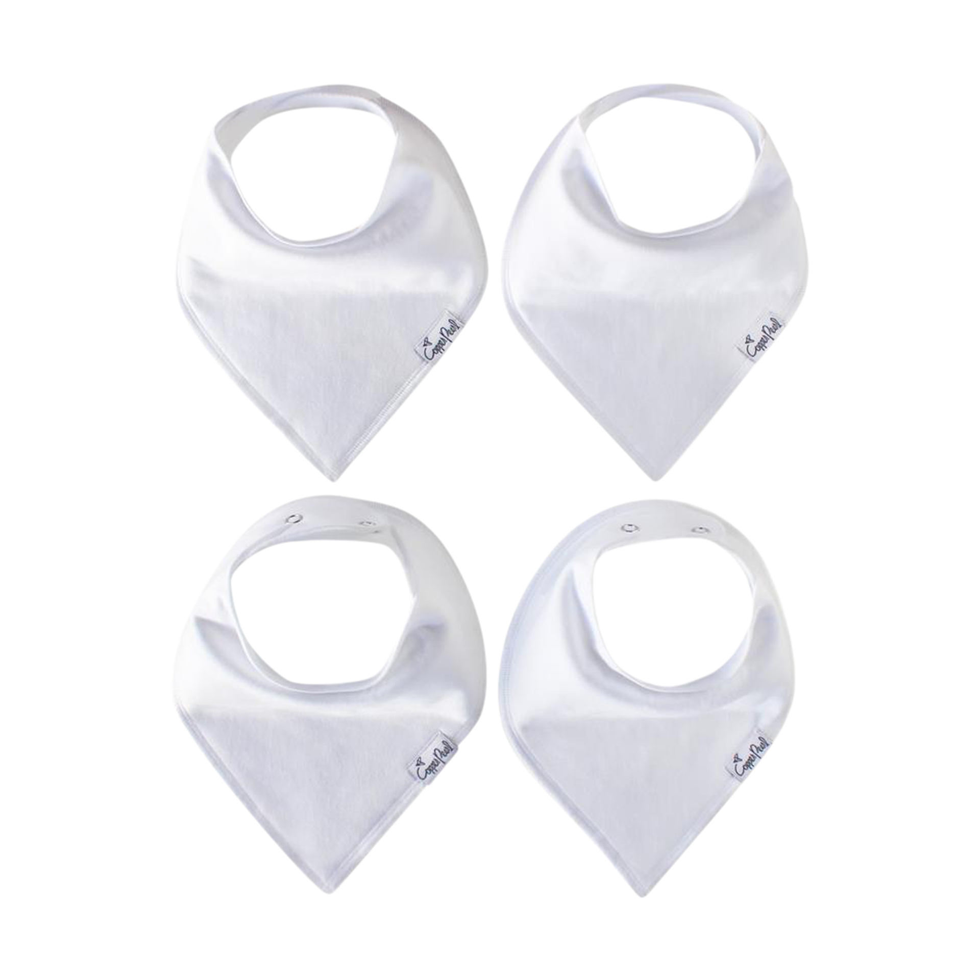 Copper Pearl 4 Pack Soft Cotton Baby Bibs for Drooling and Teething, Absorbent Drool Bibs for Baby Girl and Boy, Adjustable to Fit Newborns to Toddlers (White Basics)