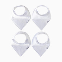 Copper Pearl 4 Pack Soft Cotton Baby Bibs for Drooling and Teething, Absorbent Drool Bibs for Baby Girl and Boy, Adjustable to Fit Newborns to Toddlers (White Basics)