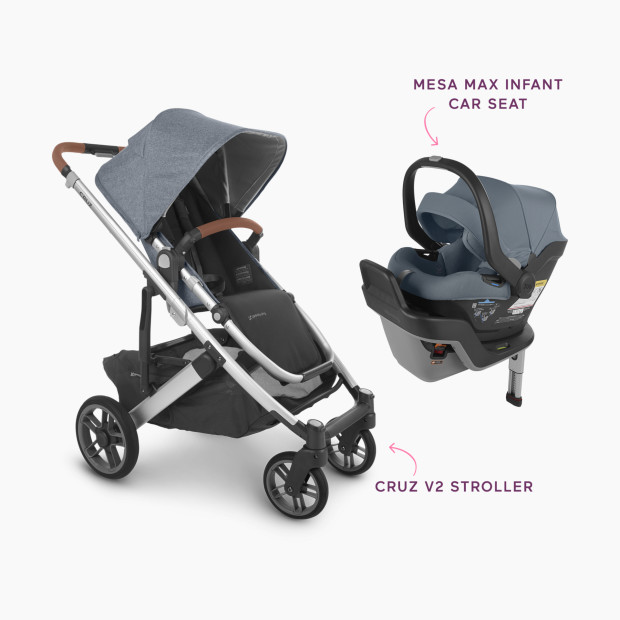 UPPAbaby Mesa Max Infant Car Seat & Cruz V2 Stroller Travel System - Mesa Max Gregory/Cruz V2 Gregory.