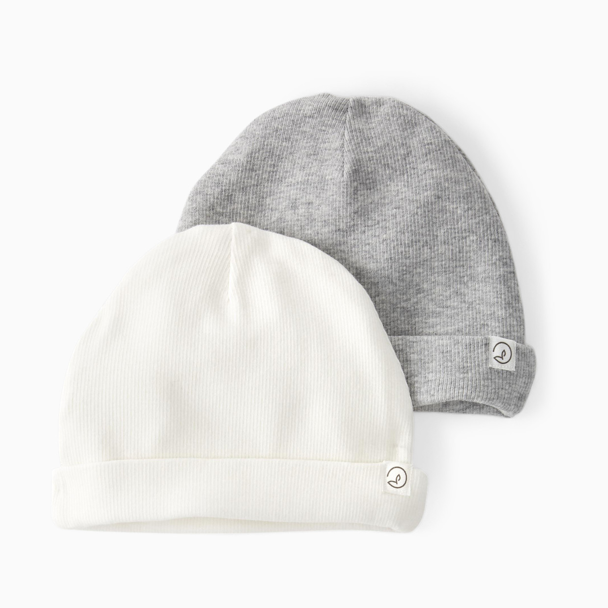 Carter's Little Planet 2-Pack Organic Cotton Rib Caps - Grey, Sweet Cream, 0-3 M.
