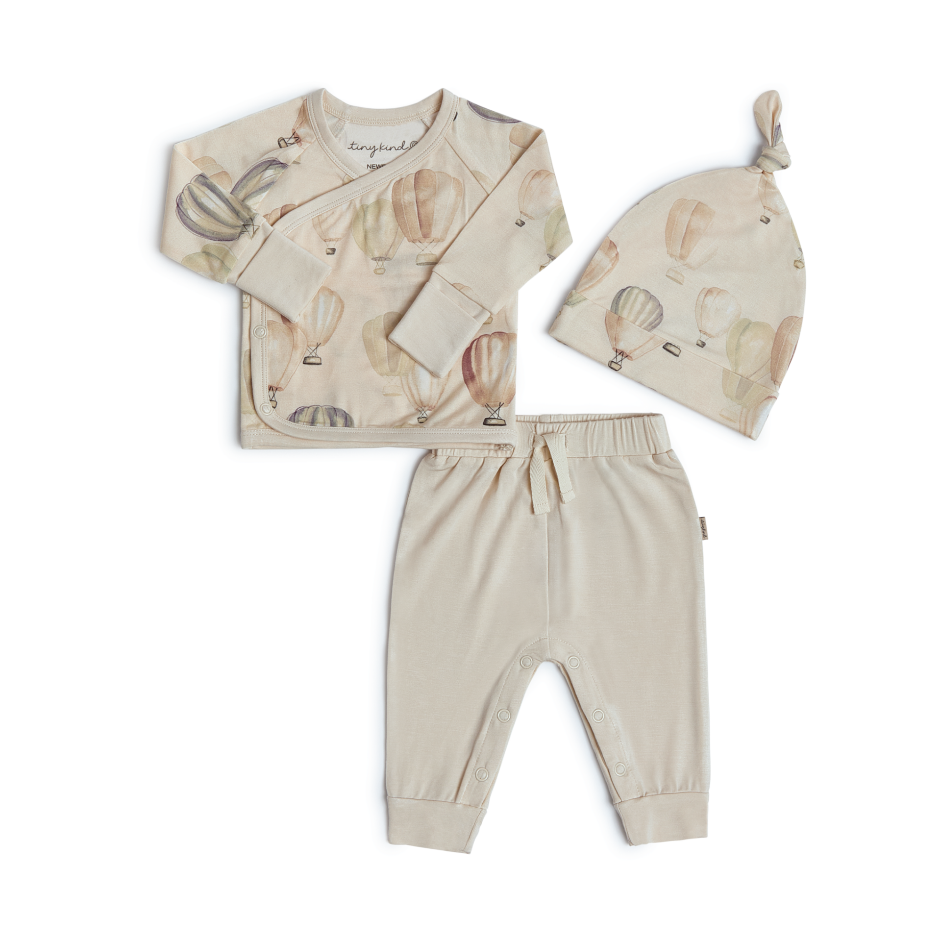 Tiny Kind Bamboo Viscose 3-Piece Newborn Take Me Home Set - Up Up Away, Nb.