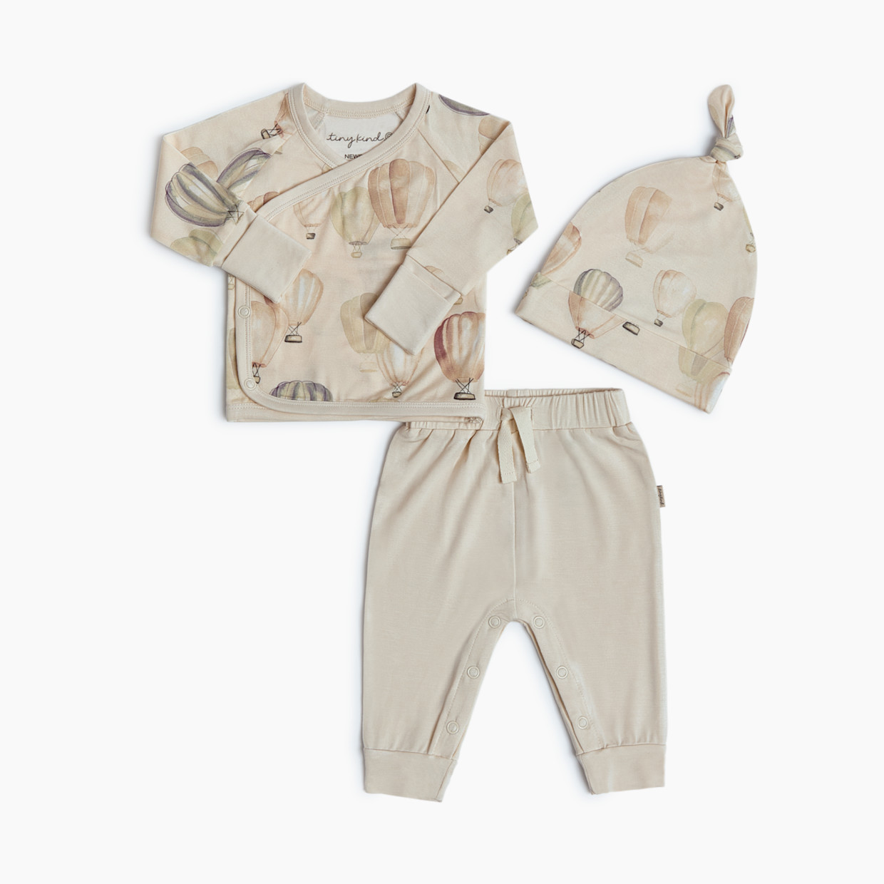 Tiny Kind Bamboo Viscose 3-Piece Newborn Take Me Home Set - Up Up Away, Nb.