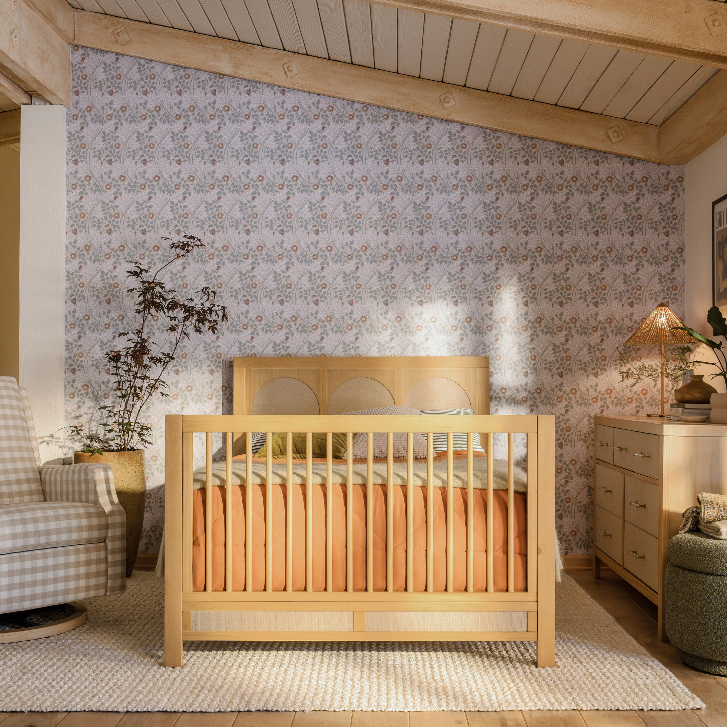 Namesake Eloise 4-in-1 Convertible Crib - Honey And Performance Sand Eco-Weave.