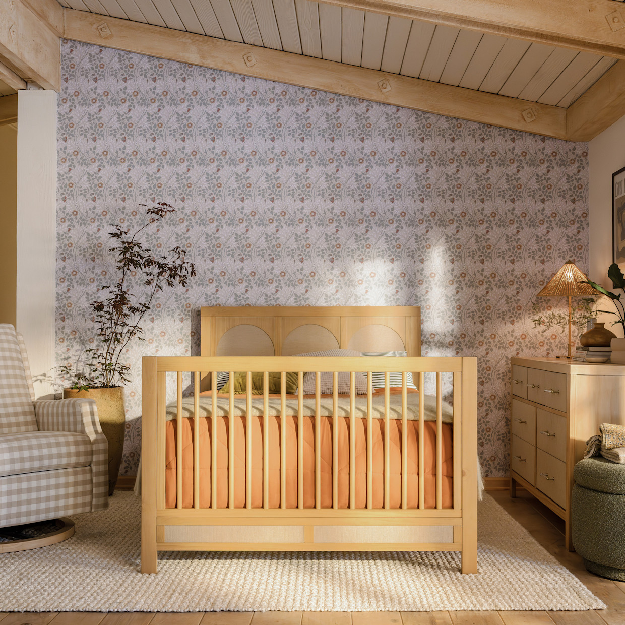 Namesake Eloise 4-in-1 Convertible Crib - Honey And Performance Sand Eco-Weave.
