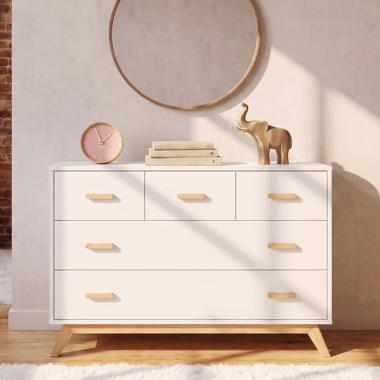 dadada Soho 5-Drawer Dresser - White/Natural.