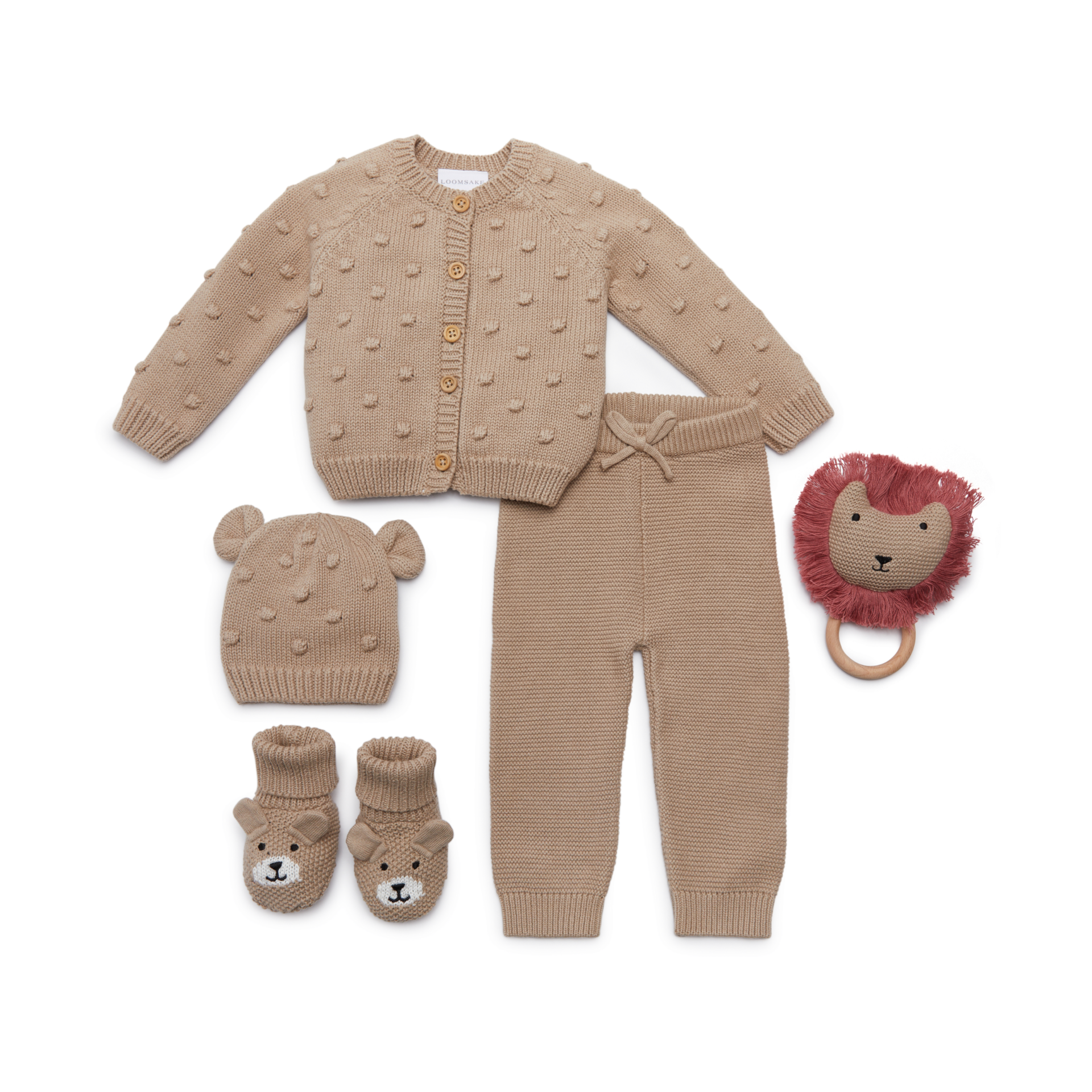 Loomsake 5-Piece Sweater Gift Set - Linen, 0-3 M.