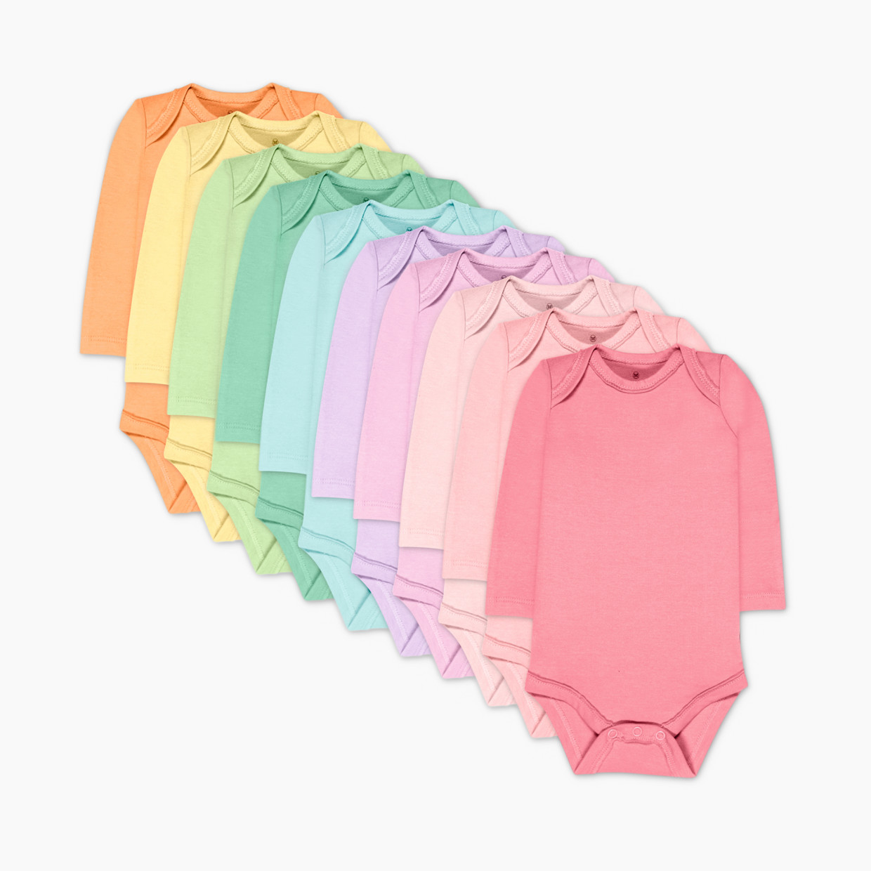 Honest Baby Clothing 10-Pack Organic Cotton Long Sleeve Bodysuits - Rainbow Pinks, 3-6 M, 10.