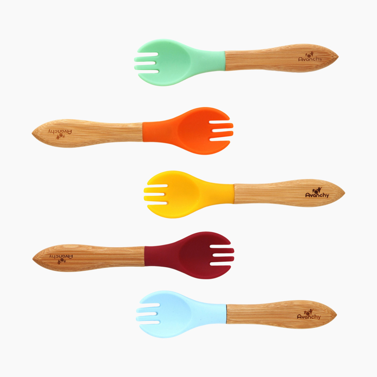 Avanchy Bamboo Baby Forks (5 pack) - Assorted--No Pink.