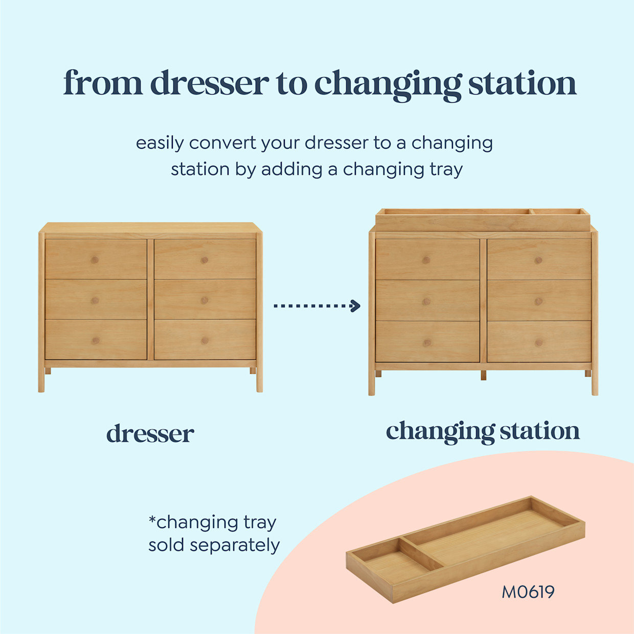 daVinci Birdie 6-Drawer Dresser - Honey.