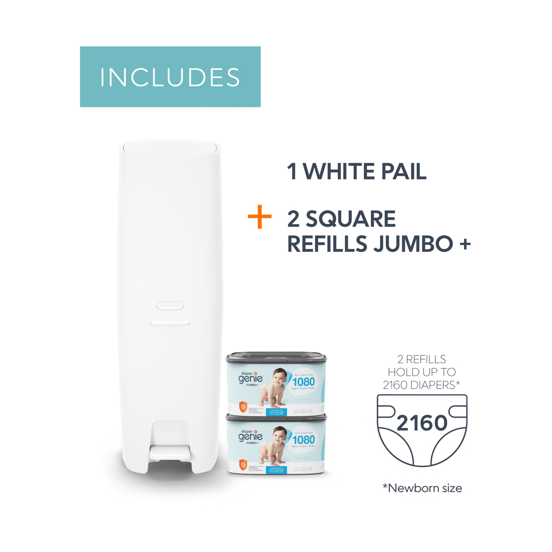 Diaper Genie Premier Diaper Pail Gift Set - White.