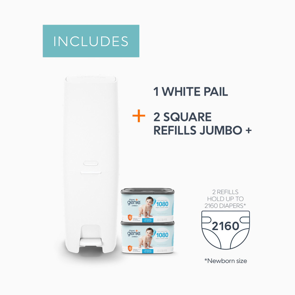 Diaper Genie Premier Diaper Pail Gift Set - White.