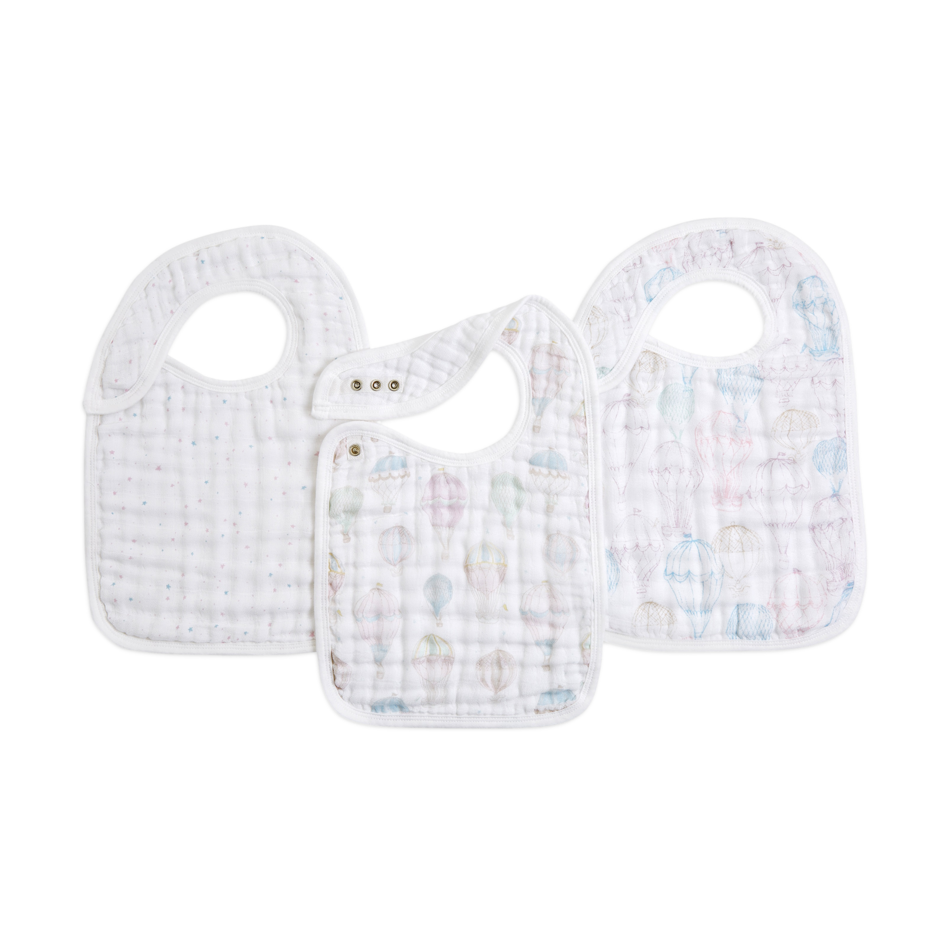 Aden + Anais Organic Muslin Snap Bibs (3 Pack) Above The Clouds