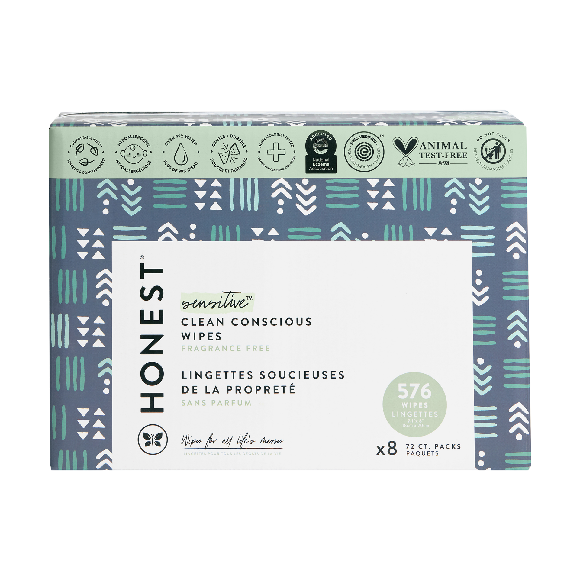 The Honest Company Baby Wipes - Balance Blues, 576 Count.