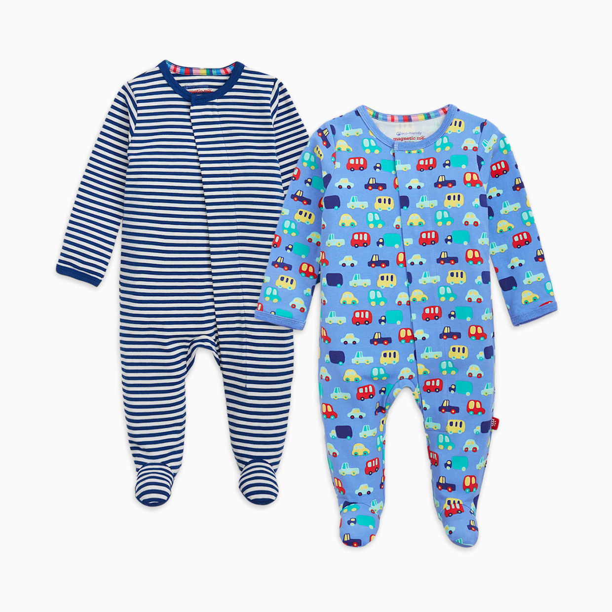 Magnetic Me Cloudstretch Magnetic Footie (2-Pack) - Blue Multi, Newborn.