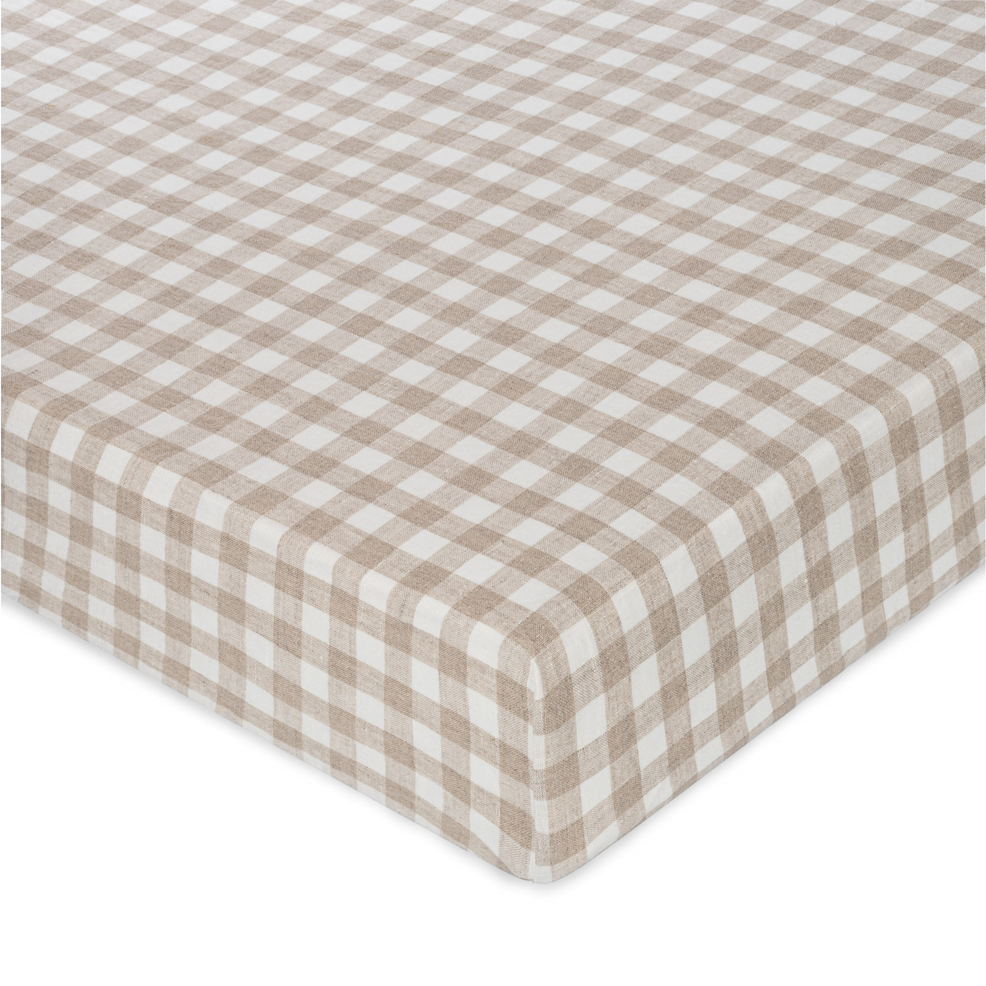 Crane Baby Finley Linen Checker Fitted Crib Sheet.