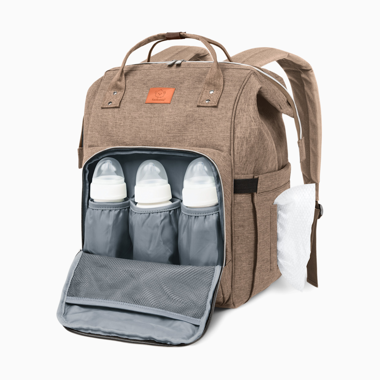 KeaBabies Original Diaper Bag - Coffee Brown.