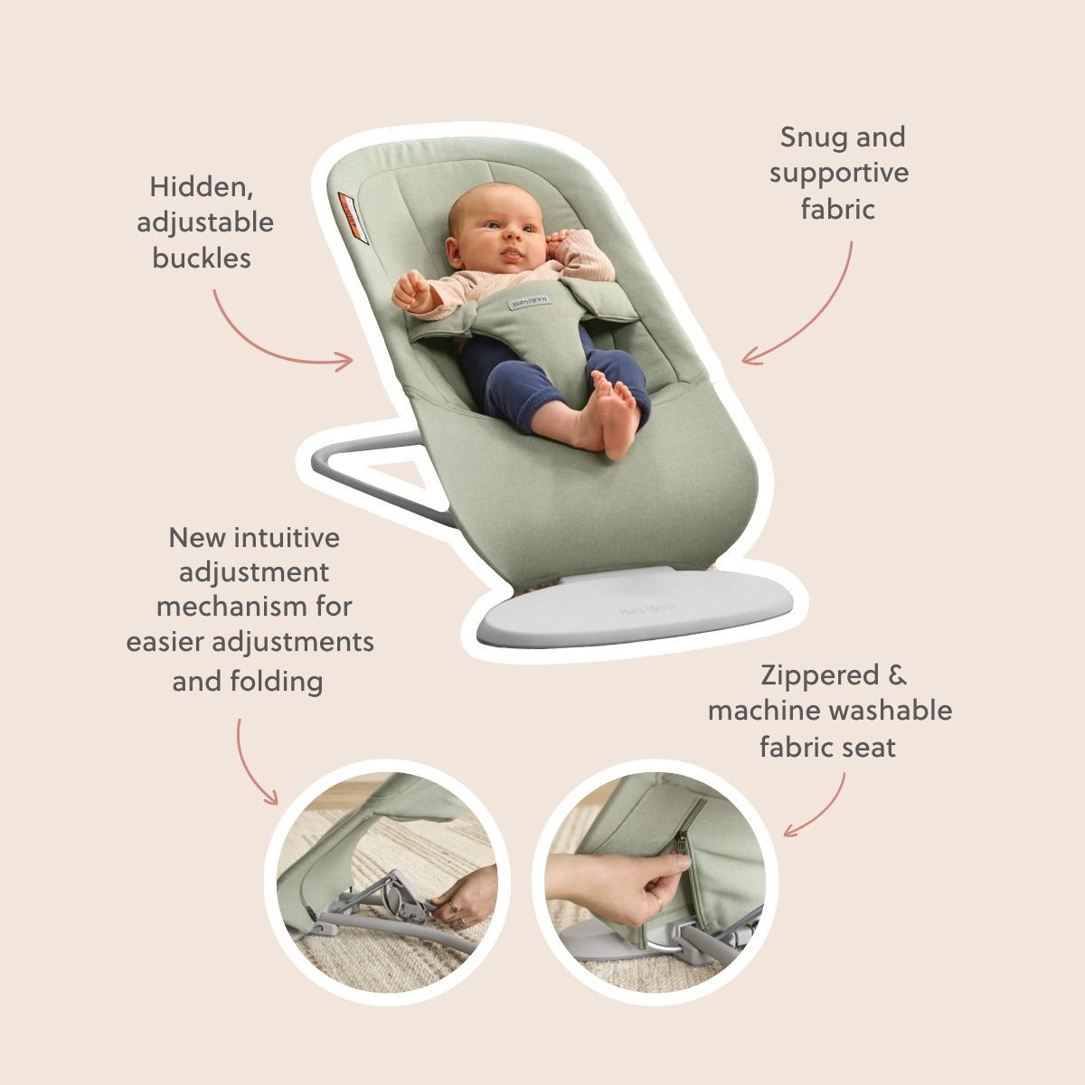BabyBjörn Bouncer Begin - Cream Mesh.