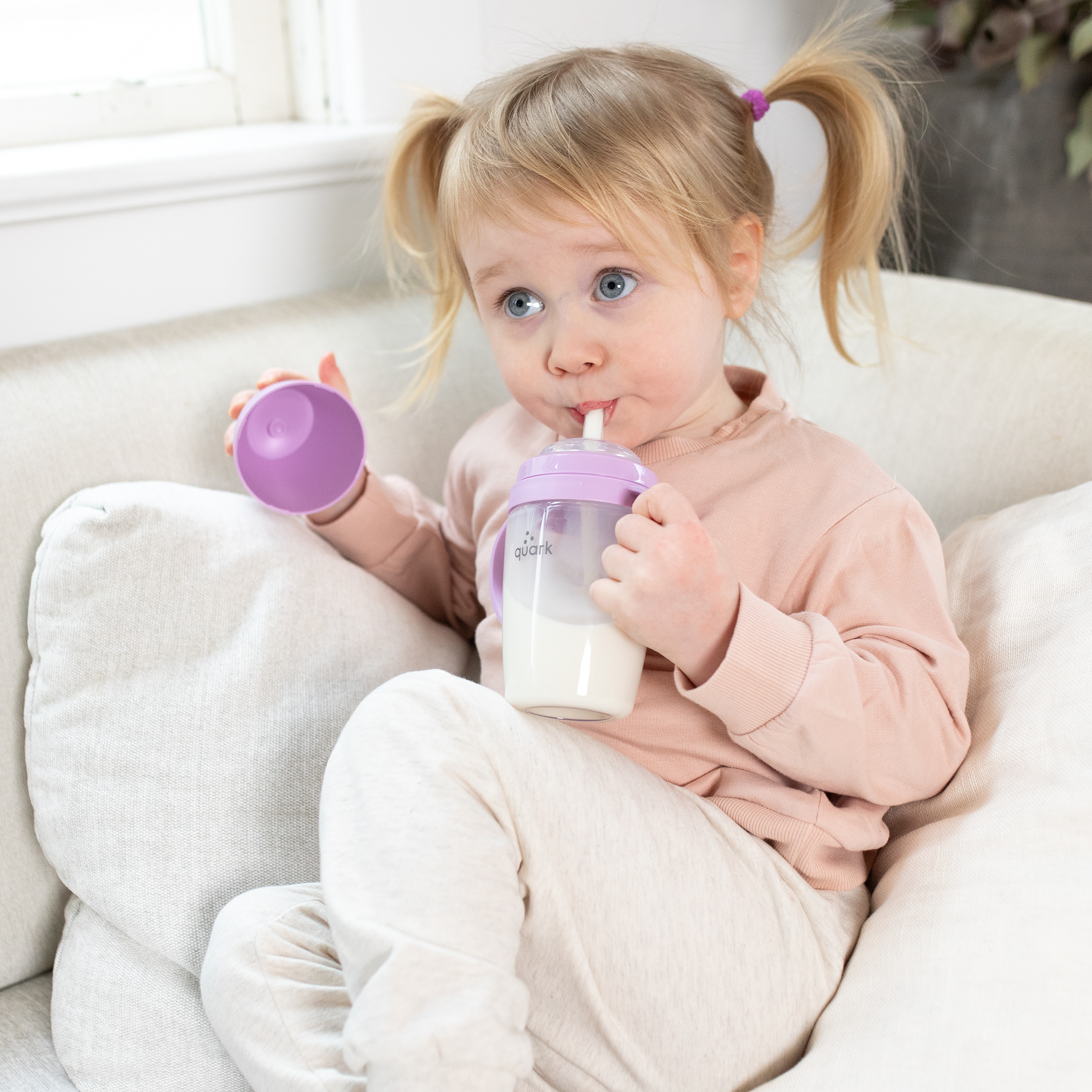 Quark BuubiBottle Sip Toddler Sippy Cup - Purple.