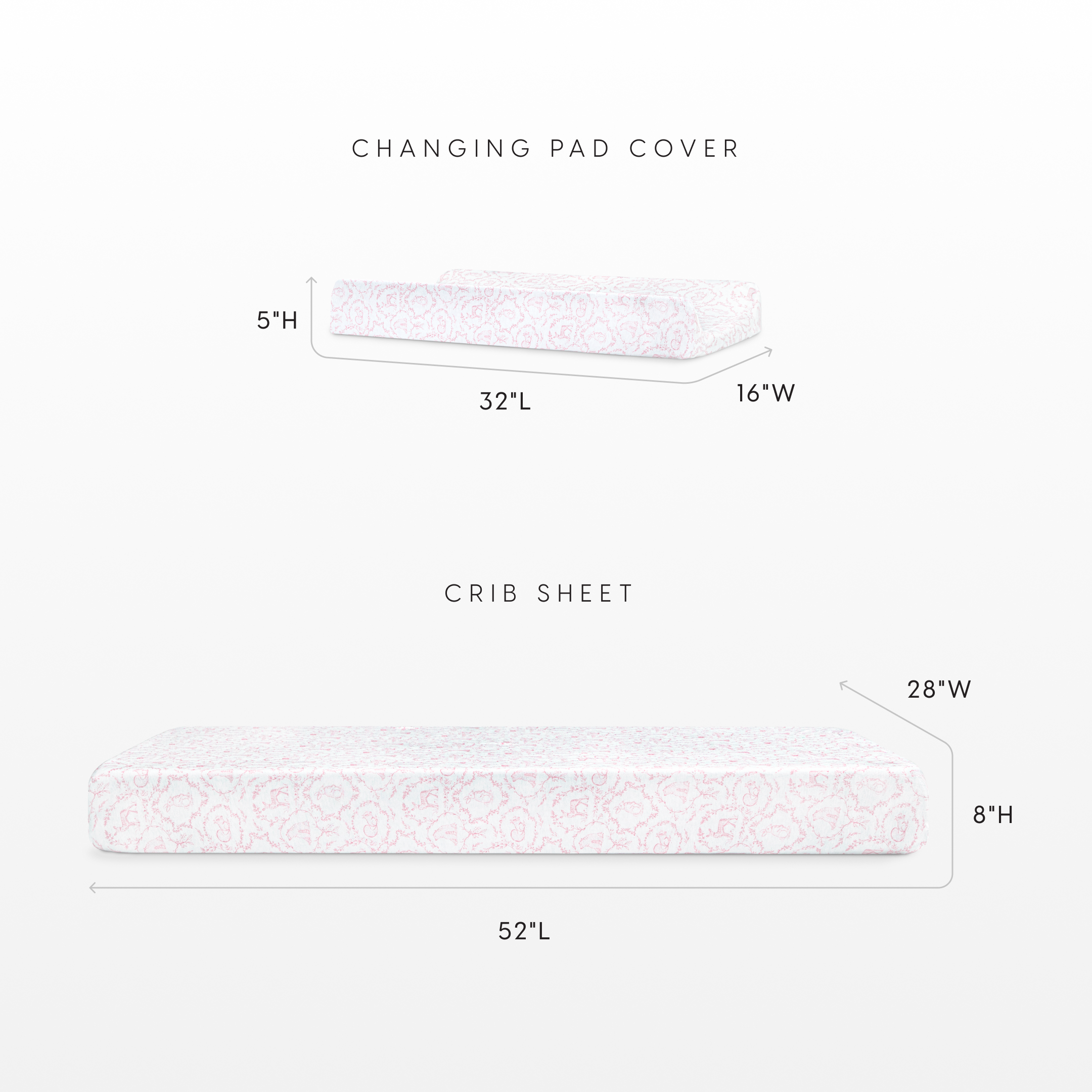 Bellini Organic Jersey Cotton Crib Sheet and Changing Pad Cover Set - Woodland Pink.