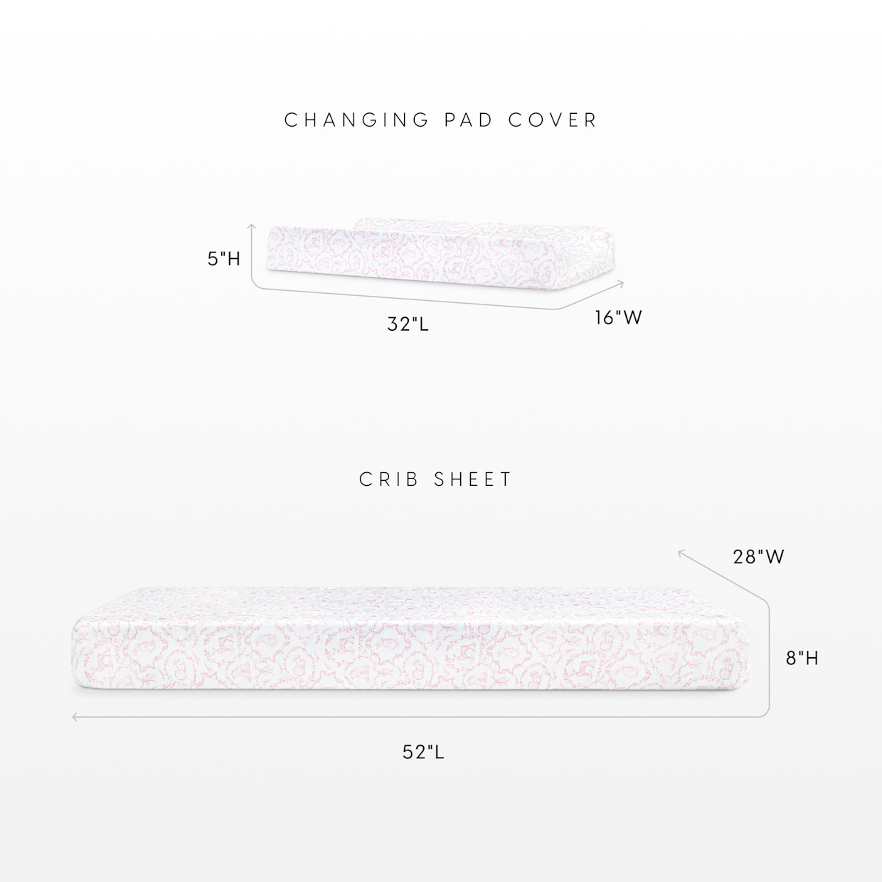 Bellini Organic Jersey Cotton Crib Sheet and Changing Pad Cover Set - Woodland Pink.