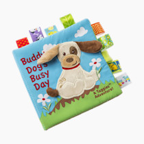 Taggies Touch & Feel Soft Cloth Book with Crinkle Paper and Squeaker, Buddy Dog