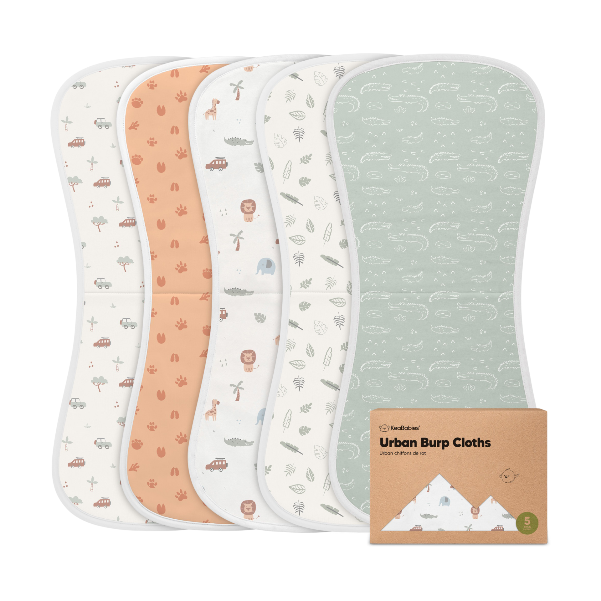 KeaBabies Urban Burp Cloths (5 Pack) Wilderness Babylist Shop