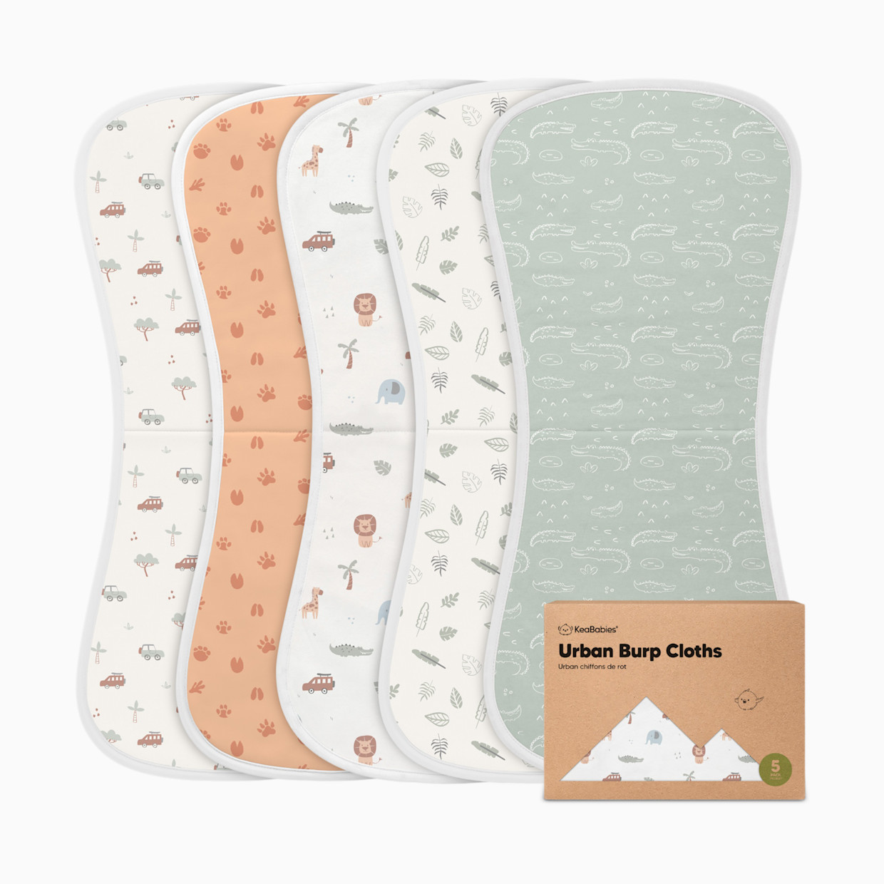 KeaBabies Urban Burp Cloths (5 Pack) - Wilderness.