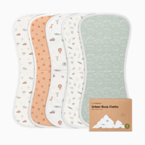 Organic Burp Cloths Baby Boy & Girl - 5-Pack Super Absorbent Cotton Burping Cloths for Babies, Soft & Plush Newborn Spit Up Rags, Infant Towels for Milk Spit Up, Unisex, Large 21" x 10" (Wilderness)